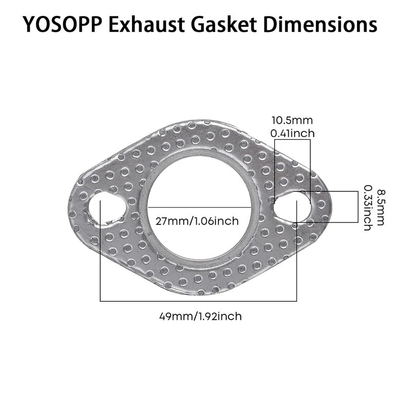 YOSOPP GY6 Exhaust Gasket - 50cc 70cc 90cc 110cc 125cc 150cc Scooters ATVs - GMB139 Engine Moped Quad - Dune Buggy Go Karts - Taotao Sunl Coolster Jonway Roketa Sandrail - Image 5